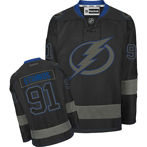 discount Tampa Bay Lightning 91 Steven Stamkos Black Ice NHL Jersey-2012 New